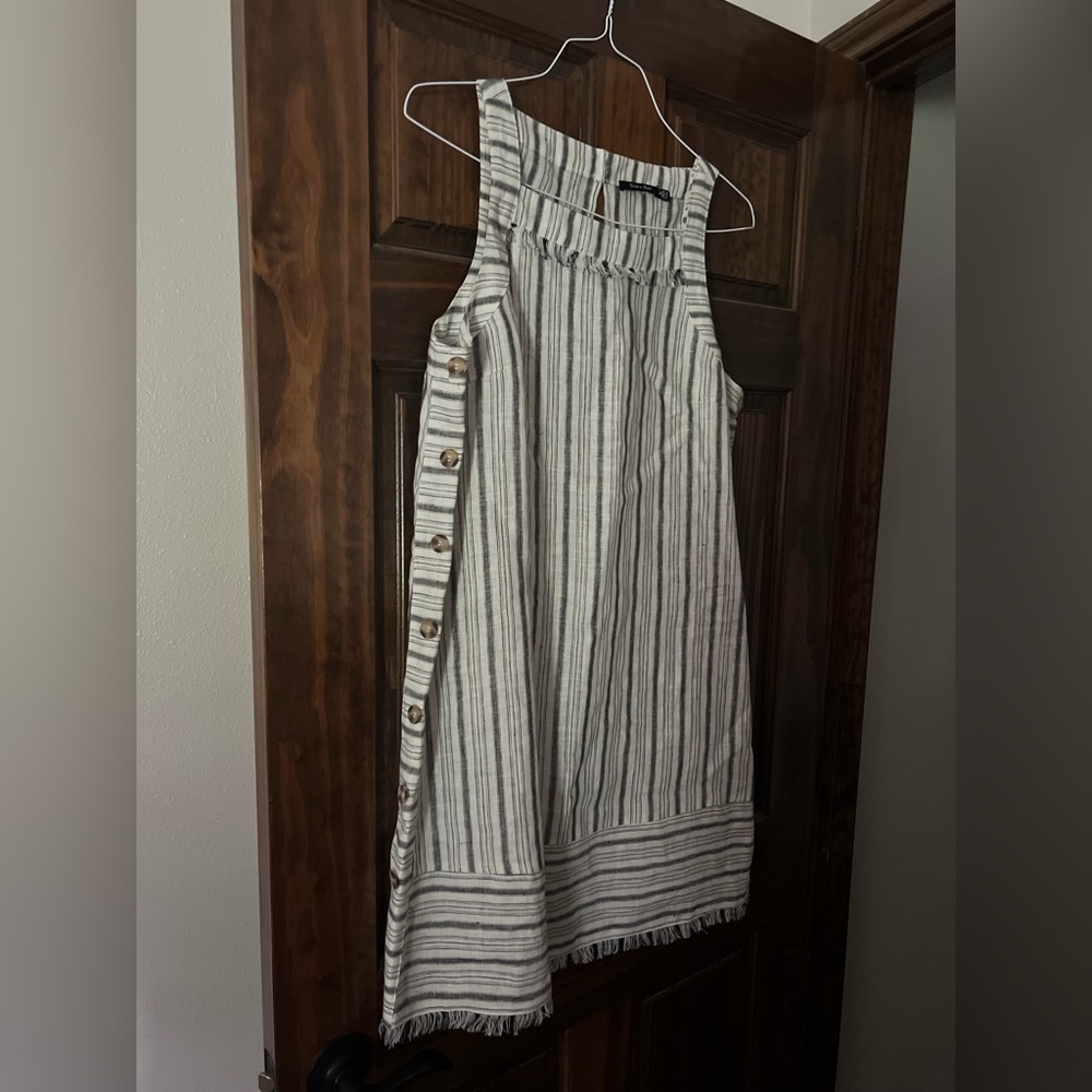 100% Linen Striped Sleeveless Women’s Dress